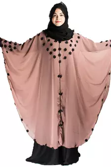 Beige plain art silk abaya