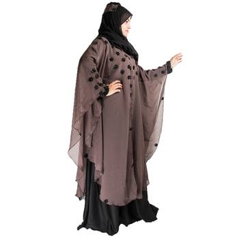 Beige plain art silk abaya 2