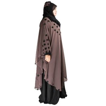 Beige plain art silk abaya 3