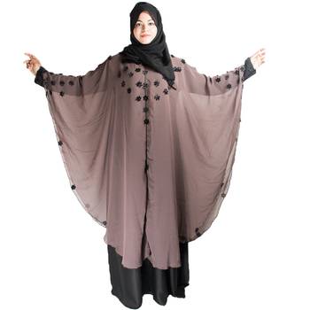Beige plain art silk abaya 5