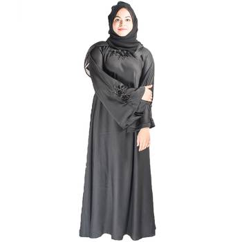 Black plain art silk abaya 1