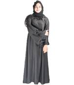 Black plain art silk abaya
