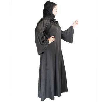 Black plain art silk abaya 2