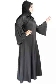 Black plain art silk abaya