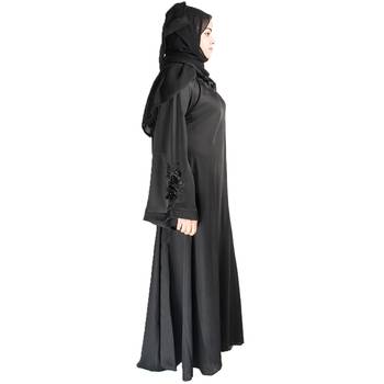 Black plain art silk abaya 3