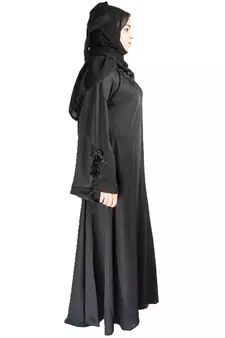 Black plain art silk abaya