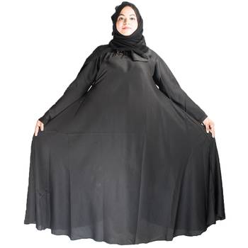 Black plain art silk abaya 4