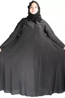 Black plain art silk abaya