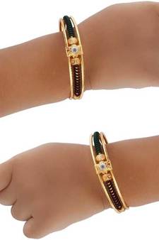 AkinosKIDS Studded Rhinestone with multi spiral Nazariya Bangle set for newborn - Golden