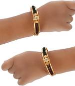 AkinosKIDS Studded Rhinestone with multi spiral Nazariya Bangle set for newborn - Golden