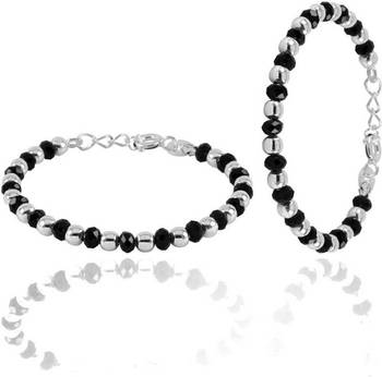 AkinosKIDS Traditional Nazariya With Beads For Newborn - Black & Silver Plated 1