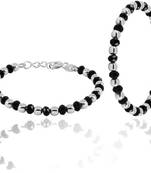 AkinosKIDS Traditional Nazariya With Beads For Newborn - Black & Silver Plated