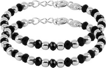 AkinosKIDS Traditional Nazariya With Beads For Newborn - Black & Silver Plated 2