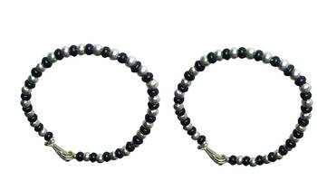 AkinosKIDS Traditional Nazariya With Beads For Newborn - Black & Silver Plated 3