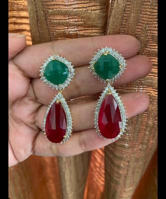 Green cubic-zirconia-cz-earrings 1