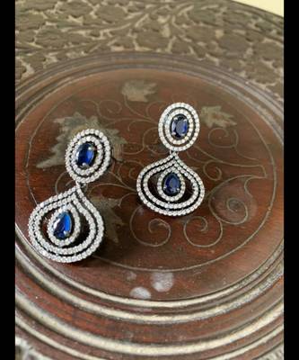 Blue cubic-zirconia-cz-earrings 1