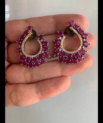 Maroon cubic-zirconia-cz-earrings 1