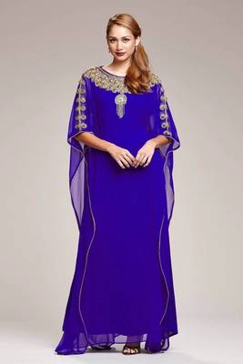 Dubai Moroccan Kaftan Arabic Abaya Maxi Hand Beaded Caftan Farasha Floor Length Party Wear   Women Dress 1