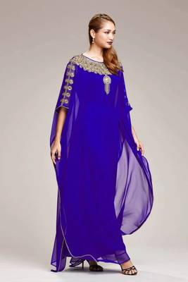 Dubai Moroccan Kaftan Arabic Abaya Maxi Hand Beaded Caftan Farasha Floor Length Party Wear   Women Dress 2