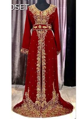 New Moroccan Caftan African Attire Bridesmaid Abaya Long Forma Beaded Dubai Kaftan Islamic dress  1