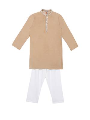 Gold embroidered art silk boys-kurta-pyjama 1