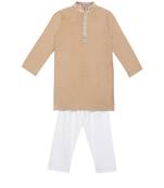 Gold embroidered art silk boys-kurta-pyjama
