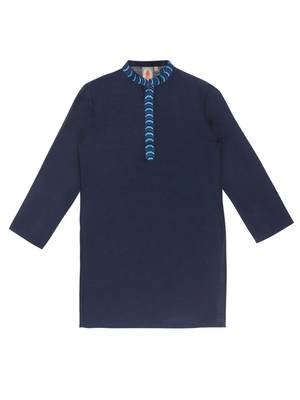 Blue embroidered art silk boys-kurta-pyjama 2