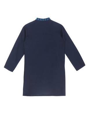 Blue embroidered art silk boys-kurta-pyjama 3