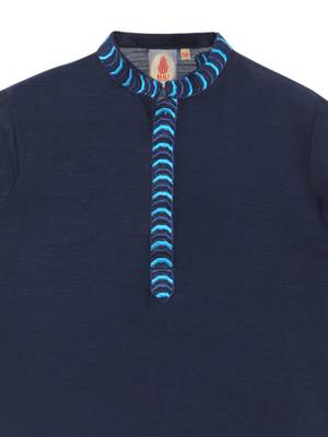 Blue embroidered art silk boys-kurta-pyjama 4