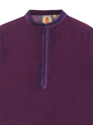 Purple embroidered art silk boys-kurta-pyjama 4