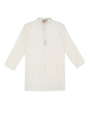 White embroidered art silk boys-kurta-pyjama 2