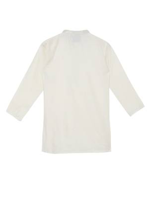 White embroidered art silk boys-kurta-pyjama 3