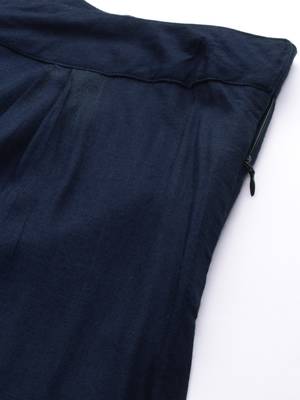 Blue printed rayon trousers 4