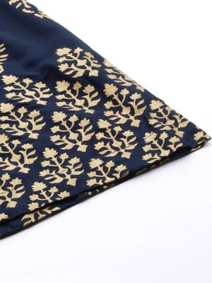 Blue printed rayon trousers 5