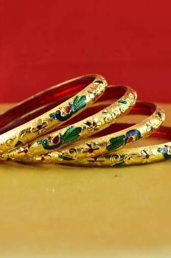 Rajasthani Gokharoo,Kara Churi Meenakari,Moti,Cz,Stone,Bangles