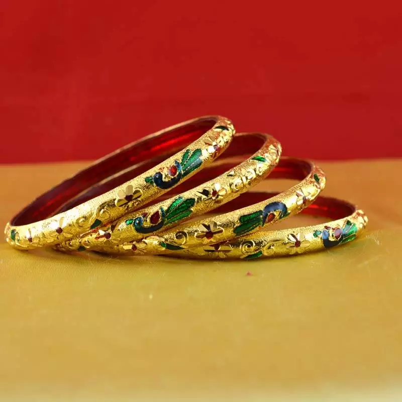 Rajasthani Gokharoo,Kara Churi Meenakari,Moti,Cz,Stone,Bangles