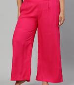 Pink plain rayon trousers