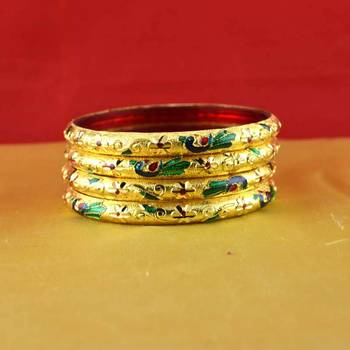Rajasthani Gokharoo,Kara Churi Meenakari,Moti,Cz,Stone,Bangles 2