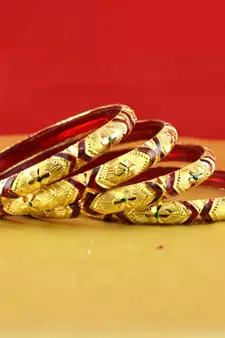 Rajasthani gokharoo,kara churi meenakari,moti,cz,stone,bangles size-2.4