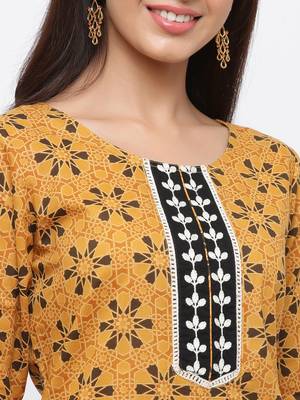 Mustard embroidered cotton ethnic-kurtis 2