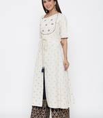 Off-white embroidered blended cotton salwar