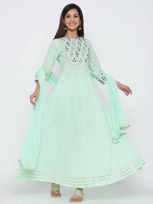 Light-blue embroidered cotton salwar 1