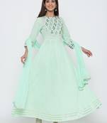 Light-blue embroidered cotton salwar
