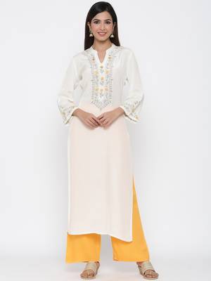 Off-white embroidered silk salwar 1