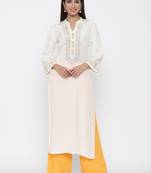 Off-white embroidered silk salwar