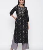 Black embroidered viscose salwar
