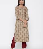 Brown abstract print viscose salwar