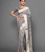 Glemora Grey Beautiful Ethnic Wear Silk Blend  Traditional Saree