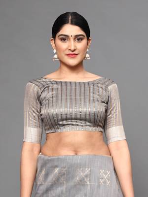 Glemora Grey Beautiful Ethnic Wear Silk Blend  Traditional Saree 4