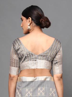 Glemora Grey Beautiful Ethnic Wear Silk Blend  Traditional Saree 5